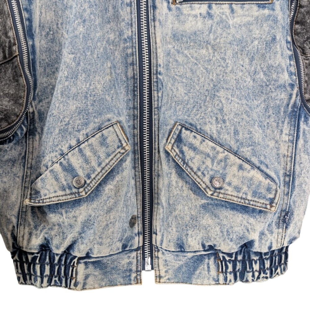 Levis Acid Wash Sherpa Trucker Jacket Zip Off Sleeves Womens Large 1980s Vintage - Picture 14 of 16